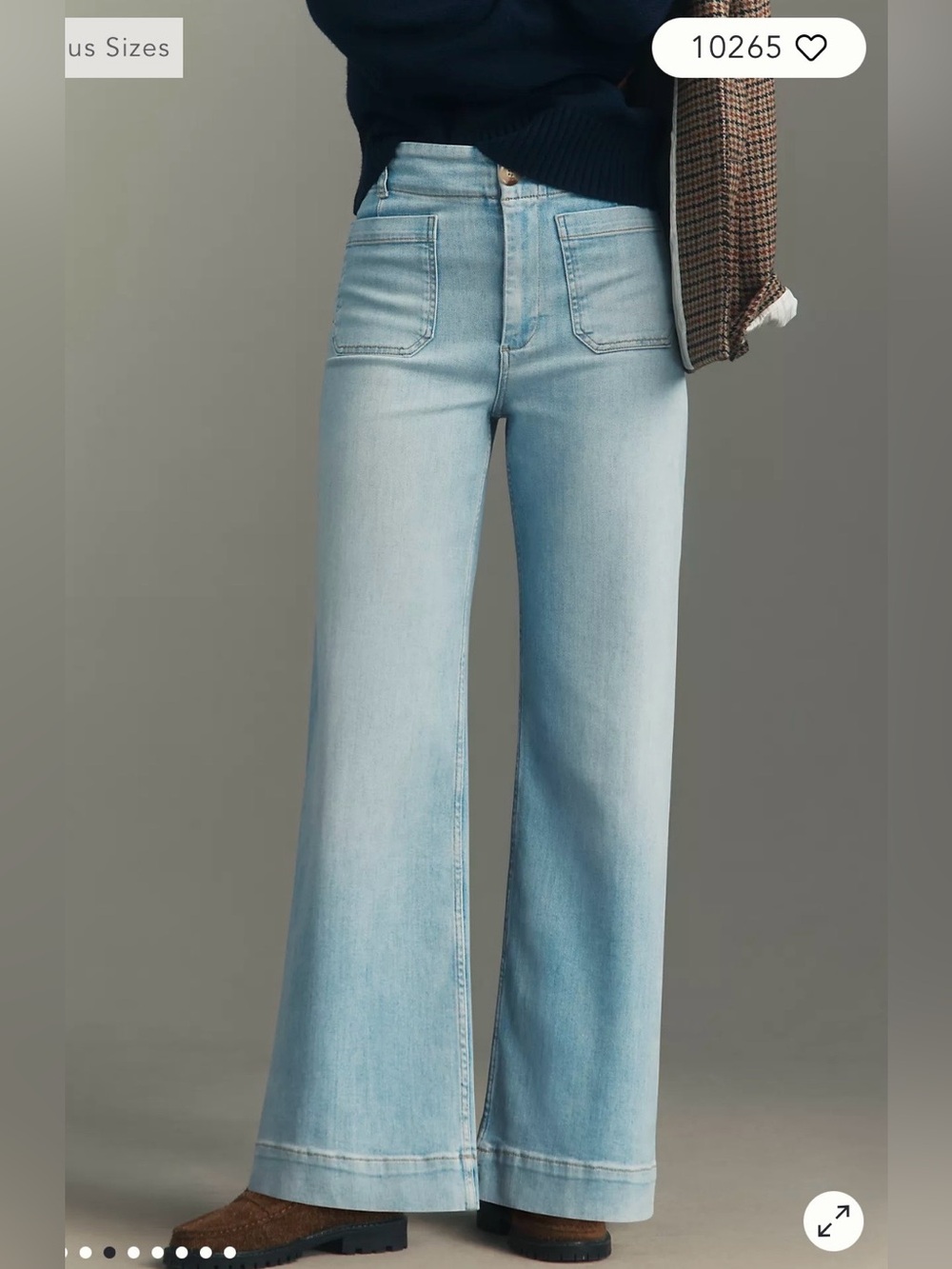 NWT $140 Anthropologie Maeve Colette High-Rise Wide-Leg Full-Length Jeans 26T